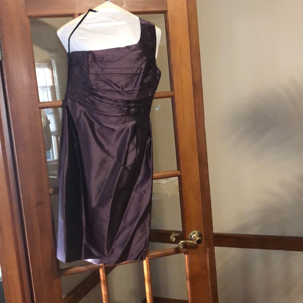 Beautiful purple/plum taffeta one strap dress